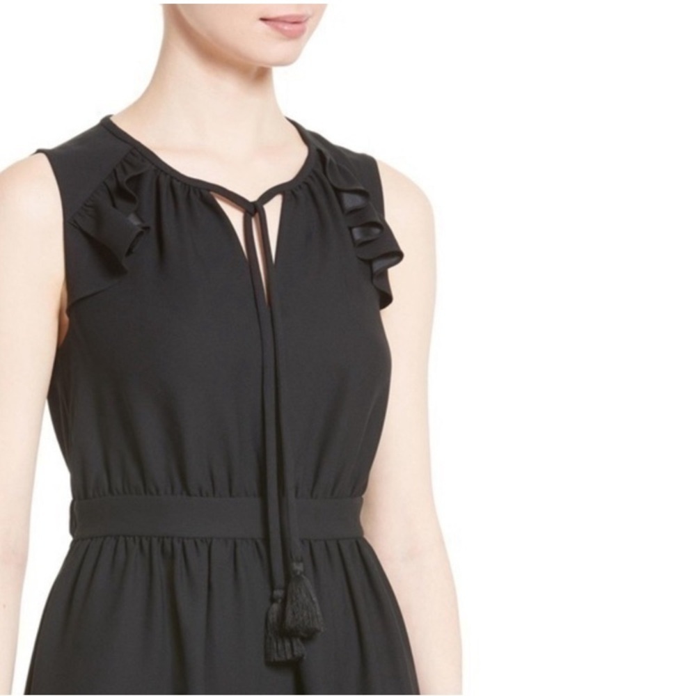 Kate Spade Rambling Rose Crepe Ruffle Fit & Flare Black Dress Medium NWT Cottage - Picture 14 of 14